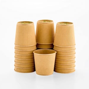 25 Pack] 16oz Disposable RippIe Paper Hot Coffee Cups with Black