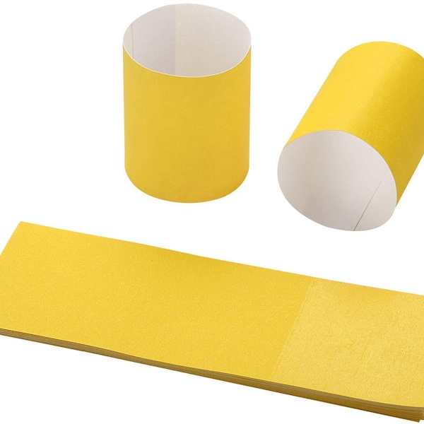 YELLOW SOLID Self-Adhesive Paper Napkin Holders Rings Wedding Birthday Lots of  50 100 150 200 Stylishly Wrap