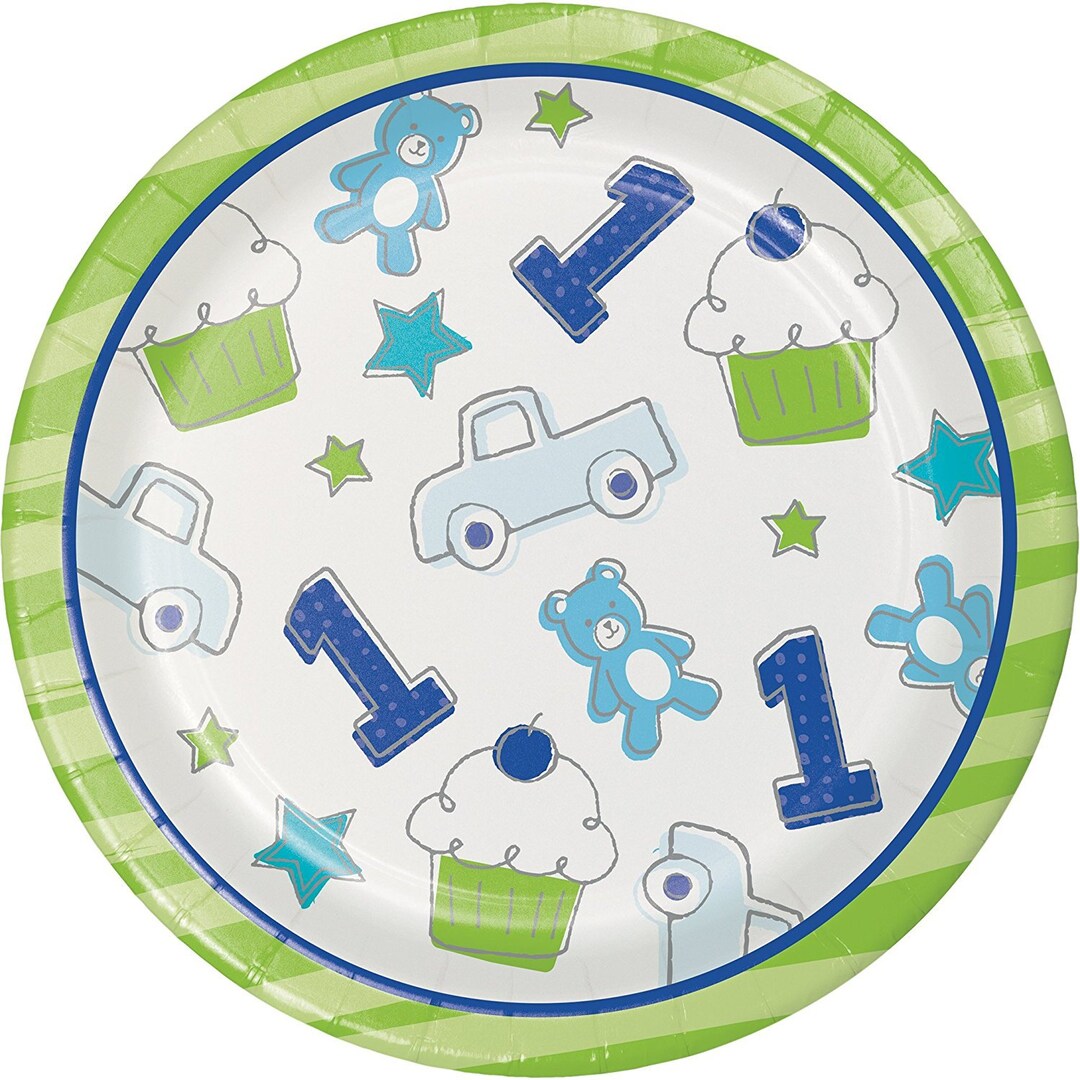Doodle 1st Birthday Boy Dessert Plates Set of 8 Etsy