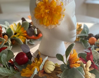 Fall Floral Headband, Fall Yellow Headband, Autumn Headband, Flower Girl Headband, Fall Festival Headband