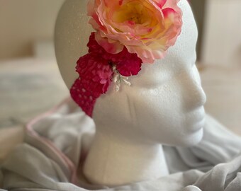 Pink Peony Headband, Flower Girl Headband, Wedding Headband, Spring Headband, Floral Headband