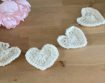 White Heart Garland/Banner, Crocheted Heart Garland, Bridal Shower Decor, Farmhouse Decor, Kid’s Room Decor,Baby Shower Decor,Wedding Decor