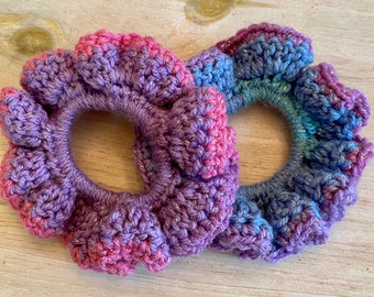 Sparkly Crocheted Hair Scrunchies, Two for One Price