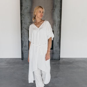 Linen dress Manie , oversized linen tunic dress, linen kimono dress, linen kaftan , knee length dress