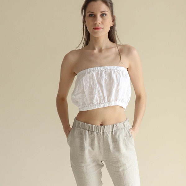 White Linen Bralette  NICE ,/Linen tube top  / linen Crop top / Linen loungewear women/ linen bra top