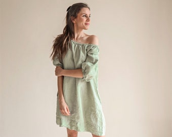 Linen dress INA plus. Oversized linen tunic dress.