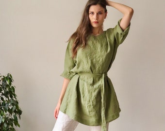 Linen tunic HOPE, linen shirt, oversized linen tunic dress