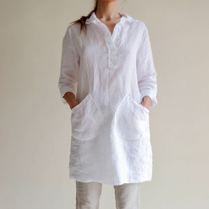 Linen tunic dress ROBIN, linen shirt,  linen tunic dress