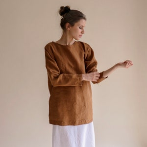 Linen tunic Olsen, linen shirt, oversized linen tunic dress image 4