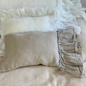 Ruffled Pillowcase | Ruffled pillow Shams | Linen Bedding | Shabby Chic Bedding