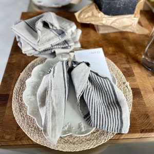 Linen Napkins - Set of 4-6-8 , Rustic linen napkins ,Washed natural linen napkins , Wedding linen napkins, Linen table cloth napkins