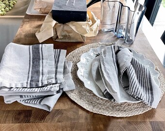 Stone Washed Linen Napkins – Rustic French Linen, Set of 4-6-8