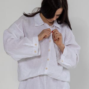 Linen set  NATURAL  / Linen shirt and linen shorts  / Pajamas Set
