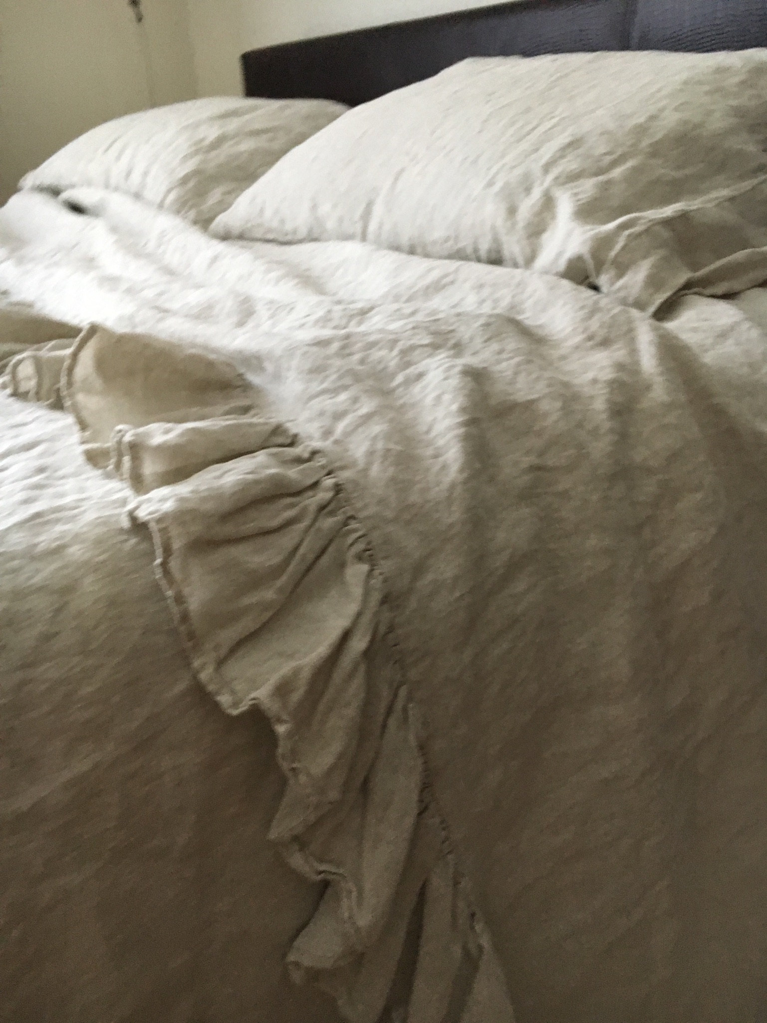 Linen Sheet With Ruffles Farmhouse Linens Linen Flat Sheet Etsy