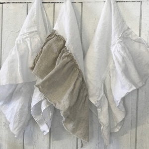 Linen tea Towels with ruffles |  LINEN BATH TOWEL | Linen towel set | Washed linen tea Towel |Linen hand Towel | Dish cloths
