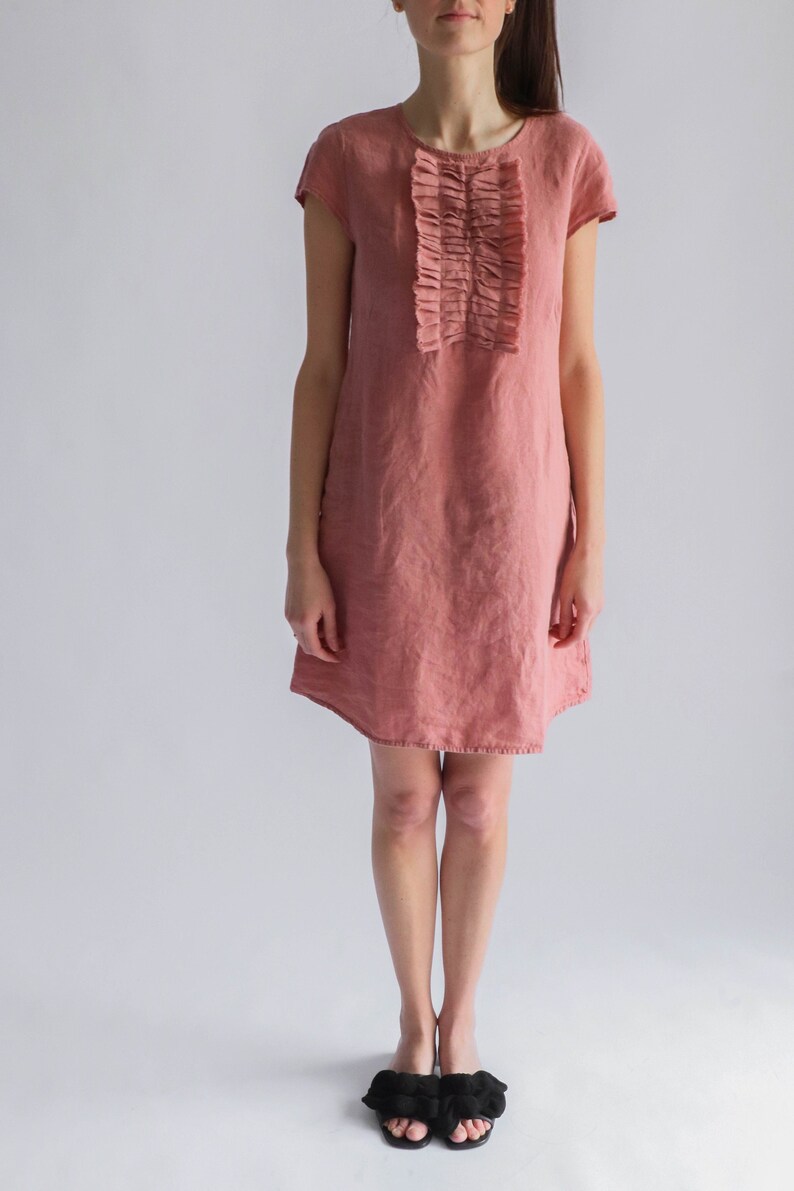 Linnen mini-jurk ISLA, linnen tuniekjurk afbeelding 5