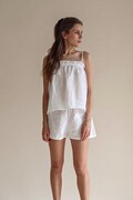 White Linen Pajama Set: Handmade Top and Shorts, Bridesmaid Gift product logo