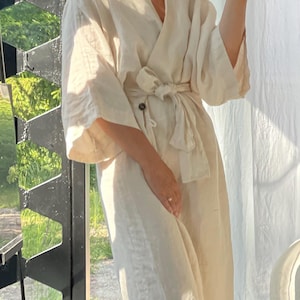 Linen wrap dress COZY , linen robe