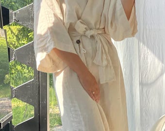 Linen wrap dress COZY , linen robe