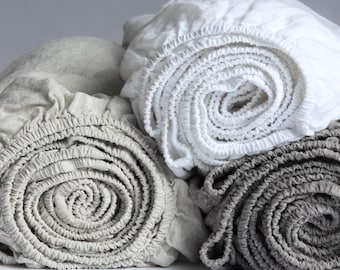 Softened Linen Fitted Sheet | Stone Washed European Bedding