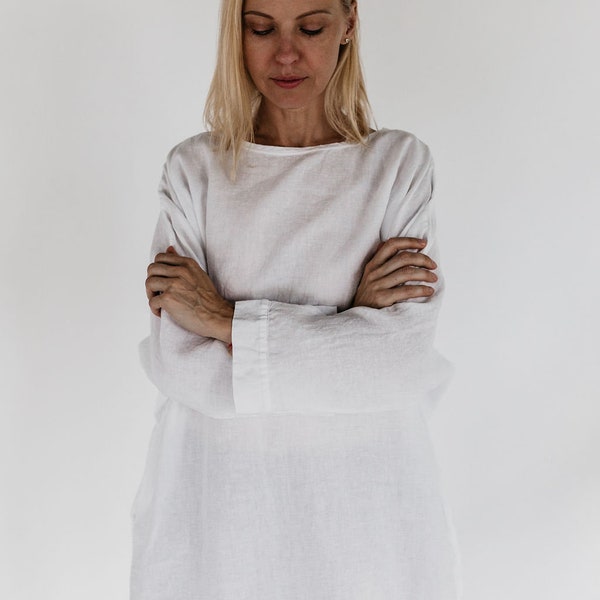 Loose Summer Top LAURA, Washed Linen Tunic, Linen Clothing, Plus Size Clothing
