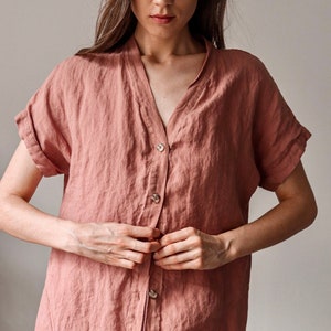 Linen shirt dress LYNETT.  Linen knee length dress