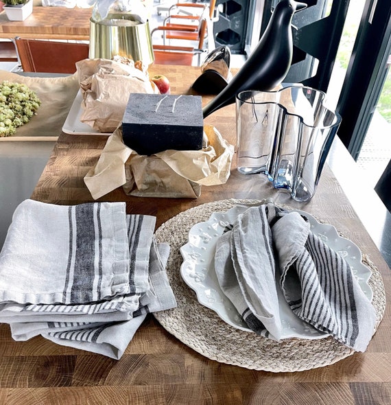 Stone Washed Linen Napkins – Rustic French Linen, Set of 4-6-8