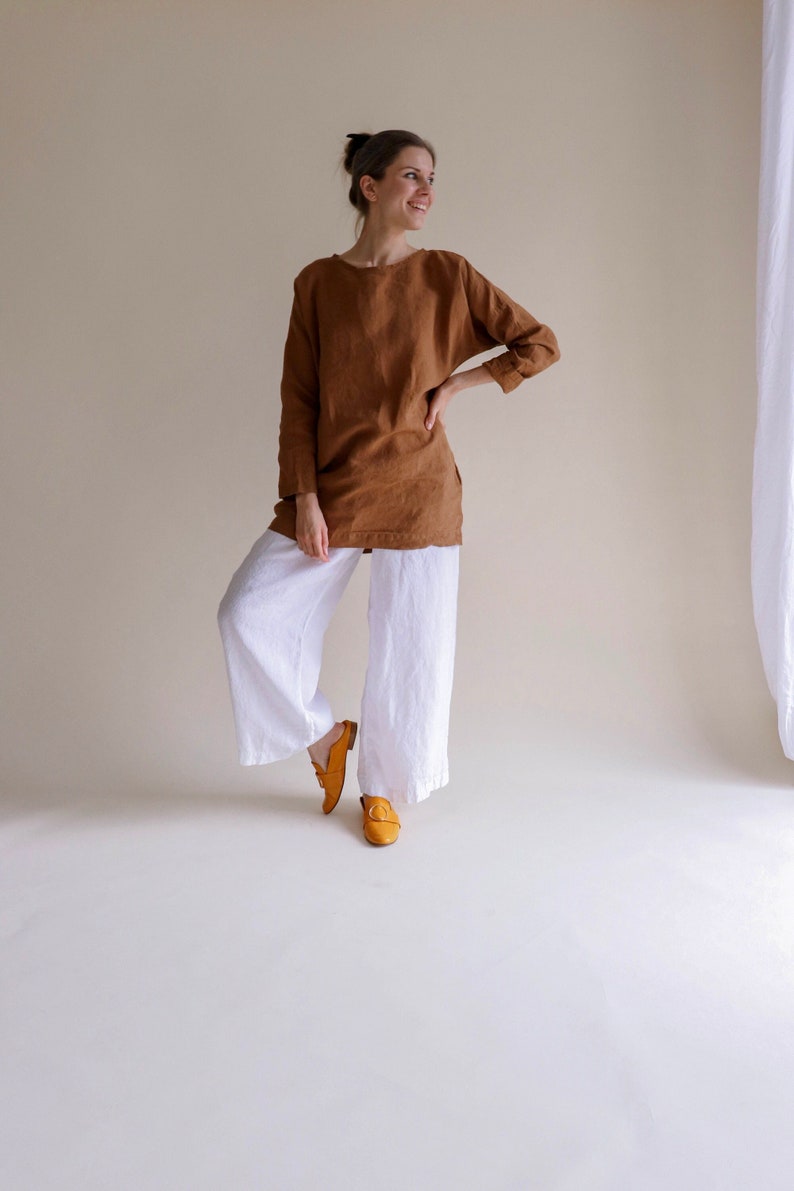 Linen tunic Olsen, linen shirt, oversized linen tunic dress image 1