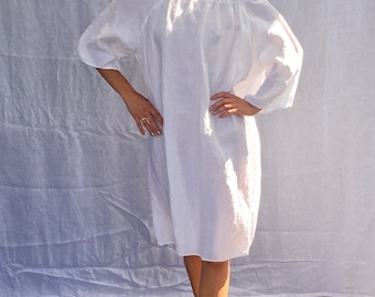 Vestido túnica de lino extragrande, lino francés lavado a la piedra.