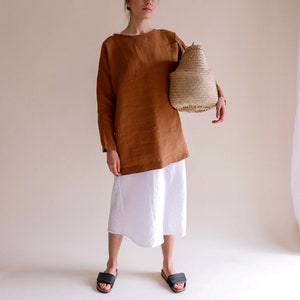 Linen tunic Olsen, linen shirt, oversized linen tunic dress image 9