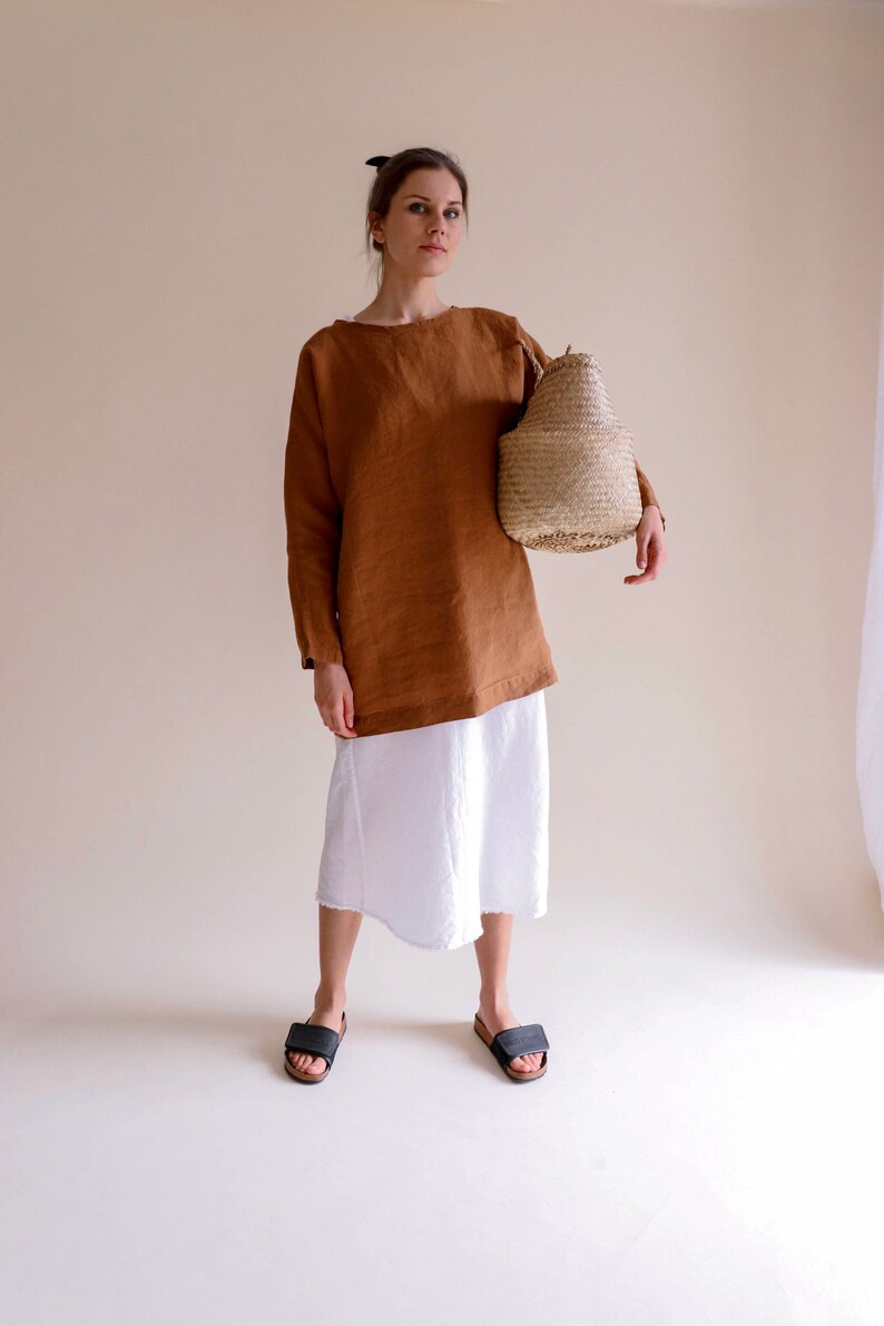 Linen tunic Olsen, linen shirt, oversized linen tunic dress image 9