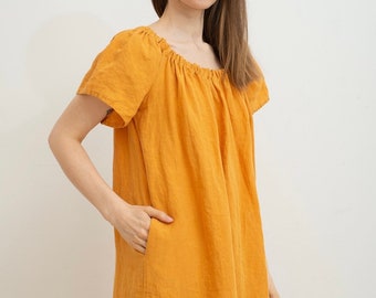 Robe en lin à épaules dénudées JANA