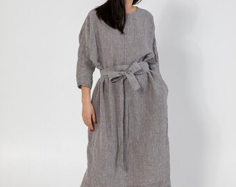 Oversized Linen Dress AIVA, French Organic Flax, Relaxed Fit