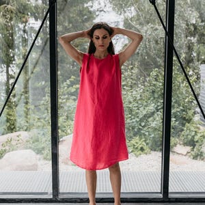 Linen dress JIL, knee length dress, sleevless
