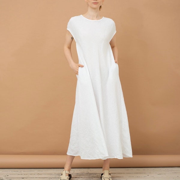 Leinenkleid GRACE | Knöchellanges Sommerkleid | schräg geschnittenes Kleid