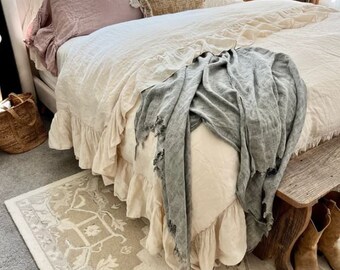 100% Linen Duvet Cover Set | Long Ruffle | Luxe Bedding Ensemble