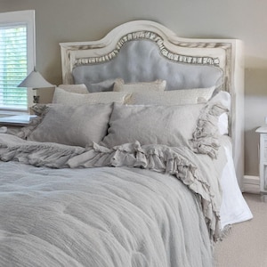 Ruffled Linen Sheet Set – 4-Piece Set with Flat Sheet, Fitted Sheet, and Pillowcases