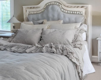 Ruffled European Linen Sheet Set – Stonewashed, 4-Piece