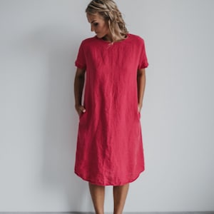 Linen dress  BEA.  Knee length dress.