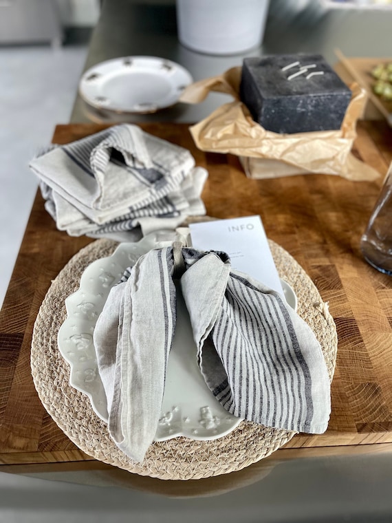 Linen Napkins Set of 4-6-8 , Rustic Linen Napkins ,washed Natural Linen  Napkins , Wedding Linen Napkins, Linen Table Cloth Napkins 