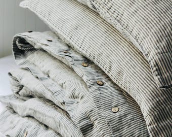 LINEN DUVET COVER with pillowcases set. French bedding vintage style queen size king size.