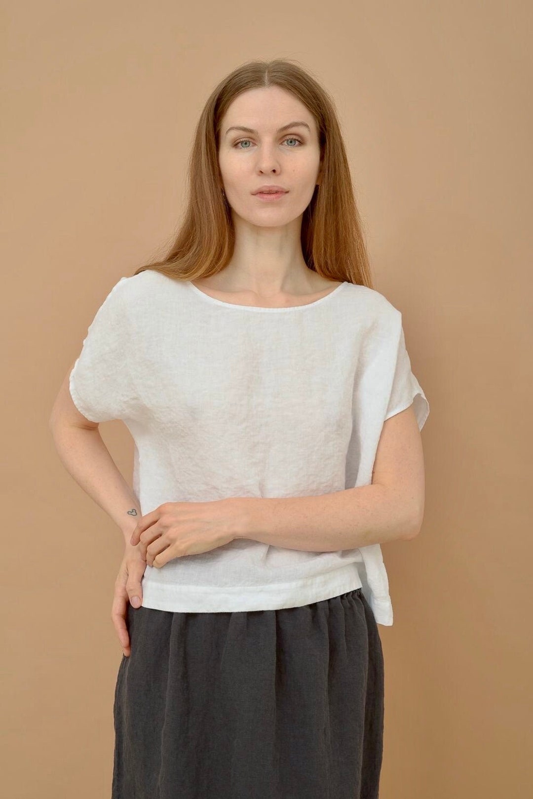 Linen Tank Top MOON. Loose Fitting Shirt. Linen Summer Tunic. Etsy