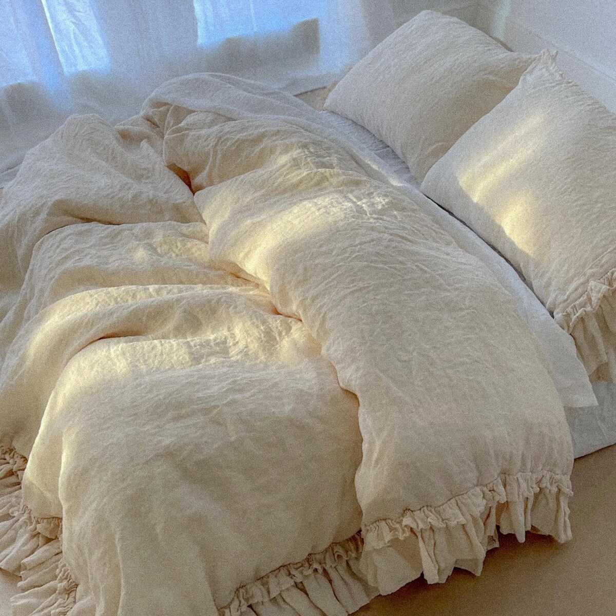 Linen Duvet Cover Set, Cream - Etsy