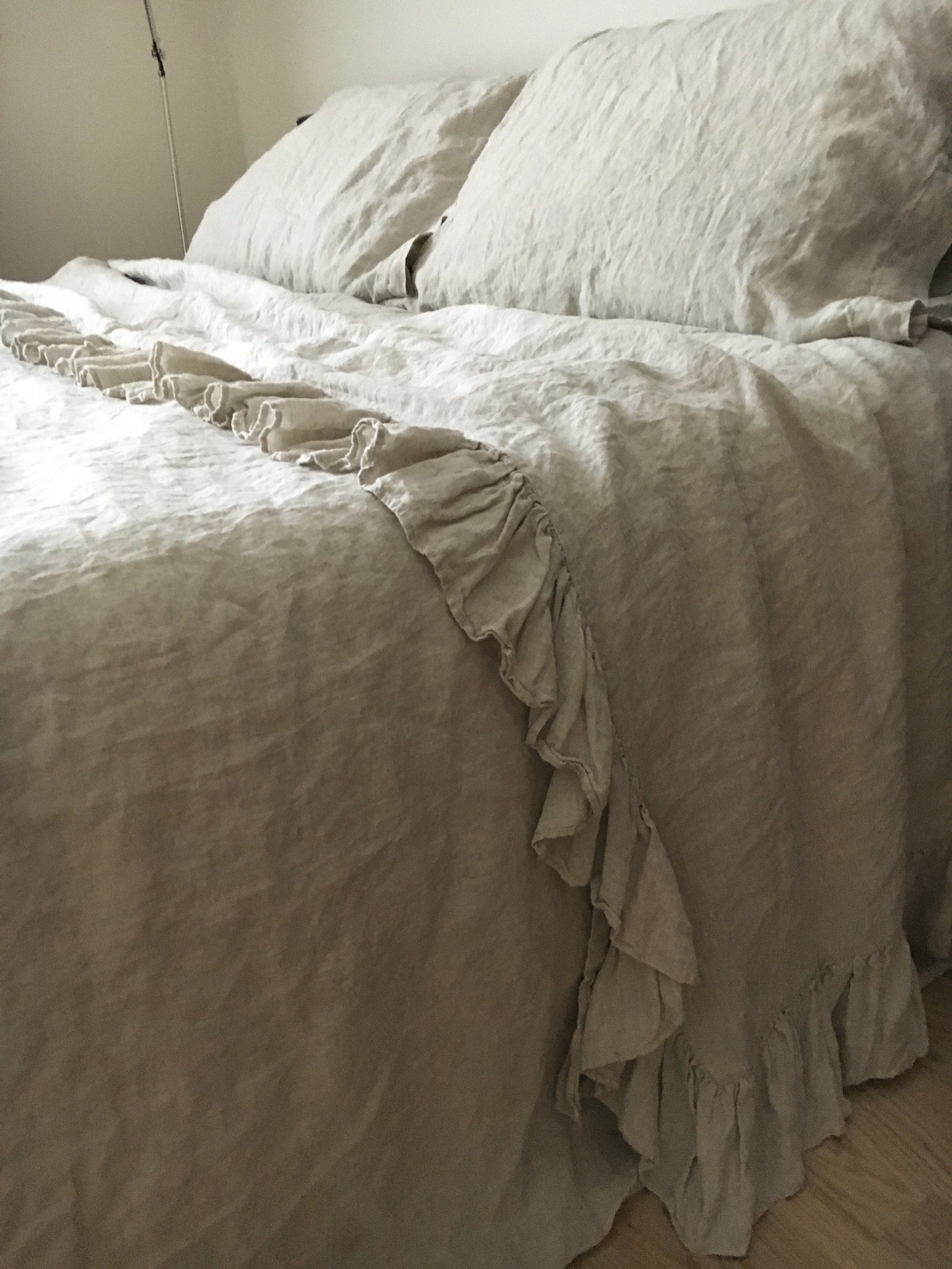 Linen Ruffles Color Ruffled Linen Flat Sheet | European Stonewashed Bedding - Etsy