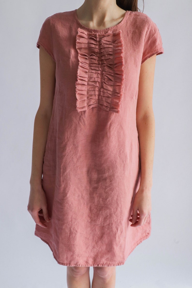 Linnen mini-jurk ISLA, linnen tuniekjurk afbeelding 9