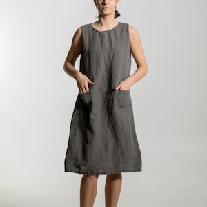 Linen dress NORI , side pockets dress, sleevless
