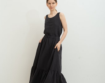 Long linen skirt LILLE | Maxi Linen Skirt