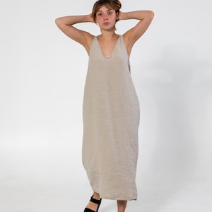 Linen dress  LOTE , long linen  dress, sleeveless