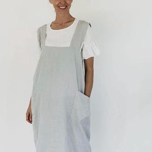 Linen apron Home. Japanese style apron. Pinafore apron. Cross back apron. Linen apron dress. Linen Apron For Women