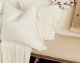 Linen Pillowcase with ties | Shabby Chic Bedding